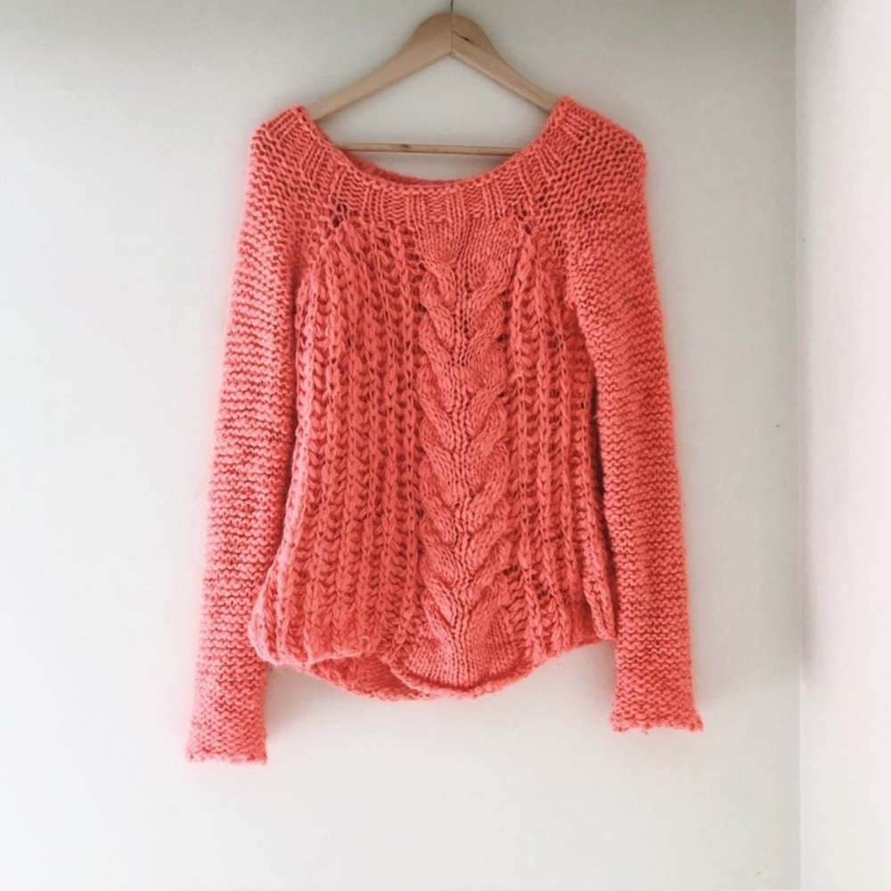 Free People Coral Knit Sweater